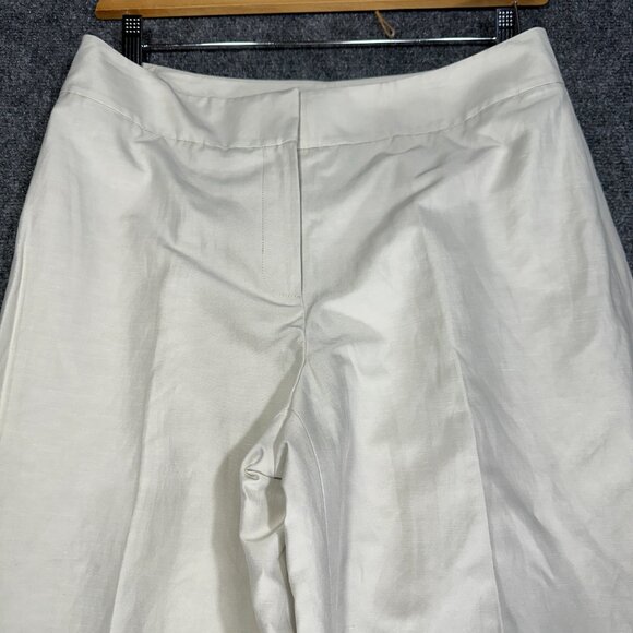 Talbots Collection Pants Womens 12 Beige Linen Blend Wide Leg Trouser NEW - Picture 3 of 8